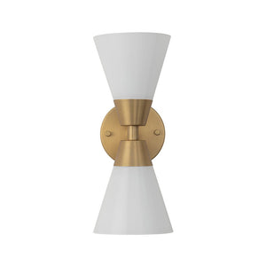 LightFixturesUSA - Mid - Century 2 - Light Up Down Opal Glass Cone Wall Sconce - Wall Sconce - Black - 