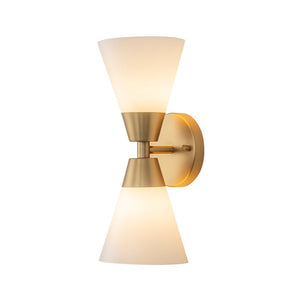 LightFixturesUSA - Mid - Century 2 - Light Up Down Opal Glass Cone Wall Sconce - Wall Sconce - Black - 