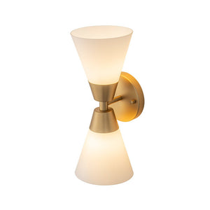 LightFixturesUSA - Mid - Century 2 - Light Up Down Opal Glass Cone Wall Sconce - Wall Sconce - Black - 