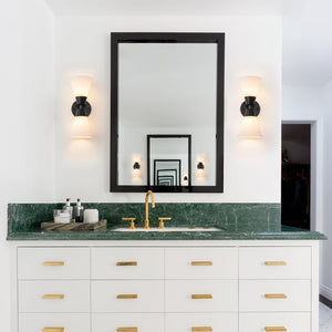 LightFixturesUSA - Mid - Century 2 - Light Up Down Opal Glass Cone Wall Sconce - Wall Sconce - Brass - 