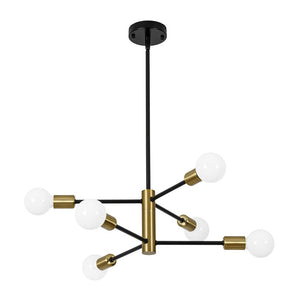 LightFixturesUSA - Mid - century 6 - Light Black Brass Tiered Sputnik Chandelier - Chandelier - 6 - Lt - 