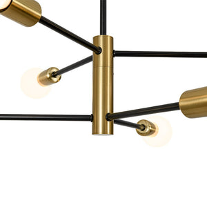 LightFixturesUSA - Mid - century 6 - Light Black Brass Tiered Sputnik Chandelier - Chandelier - 6 - Lt - 