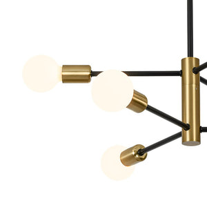 LightFixturesUSA - Mid - century 6 - Light Black Brass Tiered Sputnik Chandelier - Chandelier - 6 - Lt - 