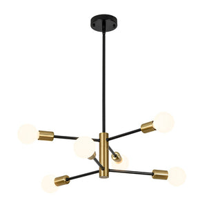 LightFixturesUSA - Mid - century 6 - Light Black Brass Tiered Sputnik Chandelier - Chandelier - 6 - Lt - 