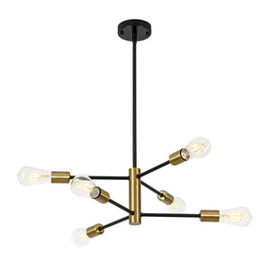 LightFixturesUSA - Mid - century 6 - Light Black Brass Tiered Sputnik Chandelier - Chandelier - 6 - Lt - 