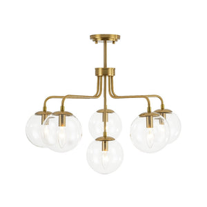 LightFixturesUSA - Mid - Century 6 - Light Glass Bubble Sputnik Semi Flush Chandelier - Chandelier - 25 in - 
