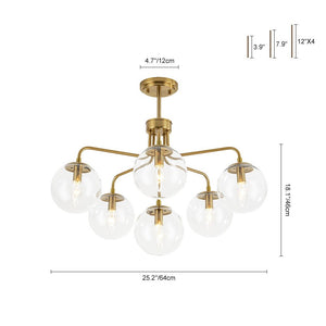 LightFixturesUSA - Mid - Century 6 - Light Glass Bubble Sputnik Semi Flush Chandelier - Chandelier - 25 in - 