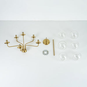 LightFixturesUSA - Mid - Century 6 - Light Glass Bubble Sputnik Semi Flush Chandelier - Chandelier - 25 in - 