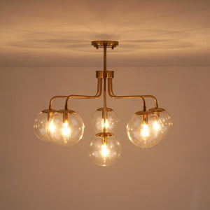 LightFixturesUSA - Mid - Century 6 - Light Glass Bubble Sputnik Semi Flush Chandelier - Chandelier - 25 in - 