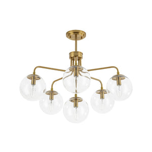 LightFixturesUSA - Mid - Century 6 - Light Glass Bubble Sputnik Semi Flush Chandelier - Chandelier - 25 in - 