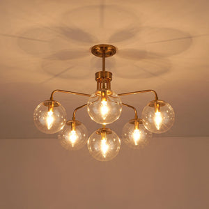 LightFixturesUSA - Mid - Century 6 - Light Glass Bubble Sputnik Semi Flush Chandelier - Chandelier - 25 in - 