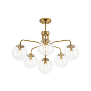 LightFixturesUSA - Mid - Century 6 - Light Glass Bubble Sputnik Semi Flush Chandelier - Chandelier - 25 in - 