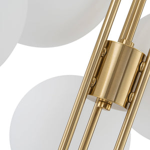 LightFixturesUSA - Mid - Century 6 - Light Goose Arm Opal Glass Globe Tiered Chandelier - Chandelier - Brass - 