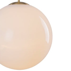 LightFixturesUSA - Mid - Century Brass 1 - light Shine Opal Glass Globe Pendant - Pendant Light - Brass - 