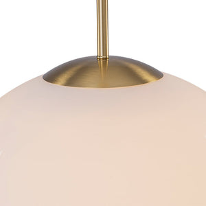 LightFixturesUSA - Mid - Century Brass 1 - light Shine Opal Glass Globe Pendant - Pendant Light - Brass - 