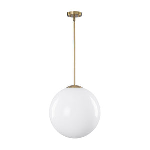 LightFixturesUSA - Mid - Century Brass 1 - light Shine Opal Glass Globe Pendant - Pendant Light - Brass - 