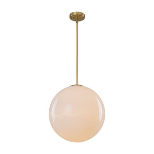 LightFixturesUSA - Mid - Century Brass 1 - light Shine Opal Glass Globe Pendant - Pendant Light - Brass - 