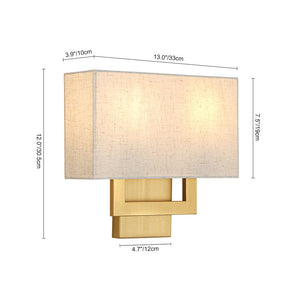 LightFixturesUSA-Mid-Century Brass 2-Light Square Linen Cage Wall Sconce-Wall Sconce-2 Packs-