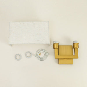 LightFixturesUSA-Mid-Century Brass 2-Light Square Linen Cage Wall Sconce-Wall Sconce-2 Packs-