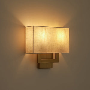 LightFixturesUSA-Mid-Century Brass 2-Light Square Linen Cage Wall Sconce-Wall Sconce-2 Packs-