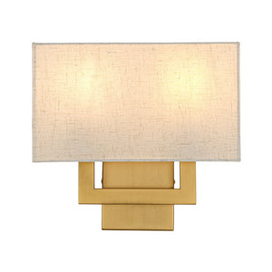LightFixturesUSA-Mid-Century Brass 2-Light Square Linen Cage Wall Sconce-Wall Sconce-2 Packs-