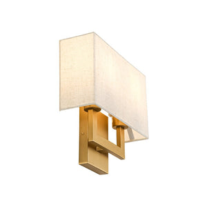 LightFixturesUSA-Mid-Century Brass 2-Light Square Linen Cage Wall Sconce-Wall Sconce-2 Packs-