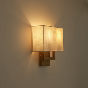 LightFixturesUSA-Mid-Century Brass 2-Light Square Linen Cage Wall Sconce-Wall Sconce-2 Packs-