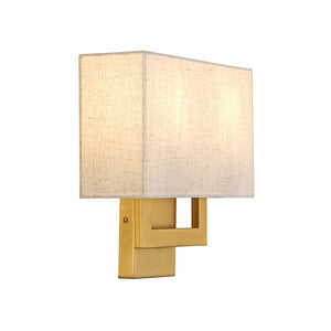 LightFixturesUSA-Mid-Century Brass 2-Light Square Linen Cage Wall Sconce-Wall Sconce-2 Packs-