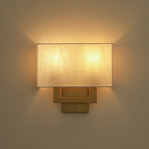 LightFixturesUSA-Mid-Century Brass 2-Light Square Linen Cage Wall Sconce-Wall Sconce-2 Packs-