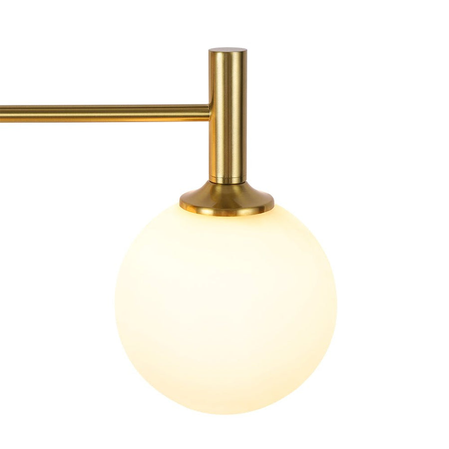 LightFixturesUSA - Mid - Century Brass 4 - Light Glass Globe Vanity Sconce - Wall Sconce - Clear Glass - 