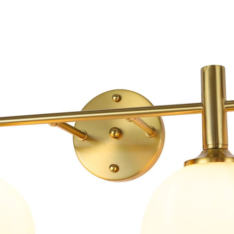 LightFixturesUSA - Mid - Century Brass 4 - Light Glass Globe Vanity Sconce - Wall Sconce - Clear Glass - 