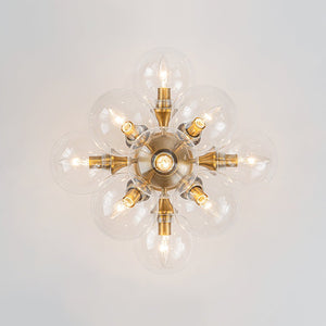 LightFixturesUSA - Mid - Century Brass Glass Bubble Tiered Semi Flush Chandelier - Chandelier - Brass - 