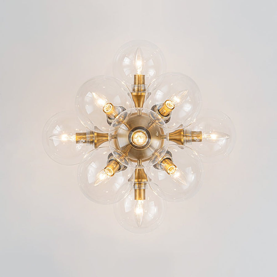 LightFixturesUSA - Mid - Century Brass Glass Bubble Tiered Semi Flush Chandelier - Chandelier - Brass - 
