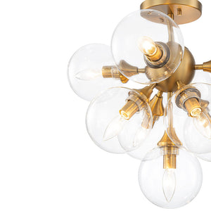 LightFixturesUSA - Mid - Century Brass Glass Bubble Tiered Semi Flush Chandelier - Chandelier - Brass - 