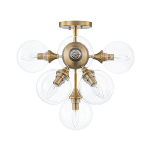 LightFixturesUSA - Mid - Century Brass Glass Bubble Tiered Semi Flush Chandelier - Chandelier - Brass - 