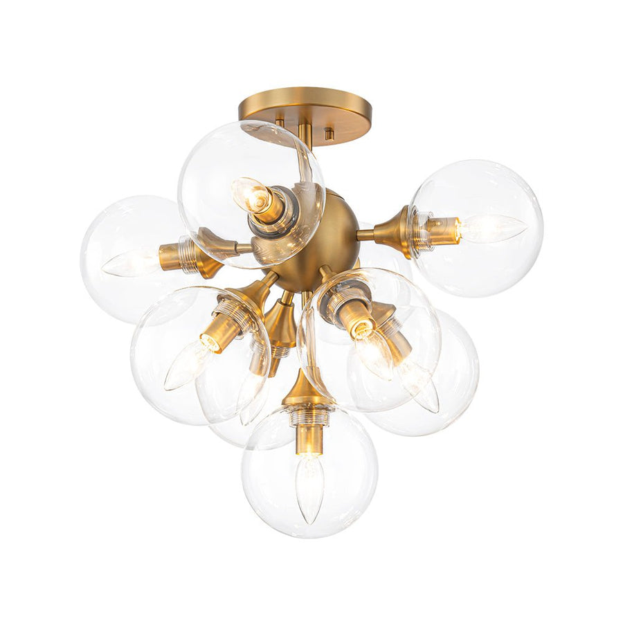 LightFixturesUSA - Mid - Century Brass Glass Bubble Tiered Semi Flush Chandelier - Chandelier - Brass - 