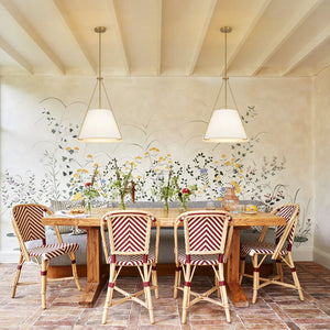 LightFixturesUSA-Mid-Century Brass White Fabric Conical Lantern Chandelier-Ceiling Light-18 in-