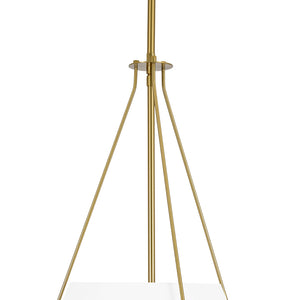 LightFixturesUSA-Mid-Century Brass White Fabric Conical Lantern Chandelier-Ceiling Light-18 in-