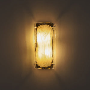 LightFixturesUSA - Mid - Century Brass White Glazed Glass Linear Wall Sconce - Wall Sconce - 2 Packs - 