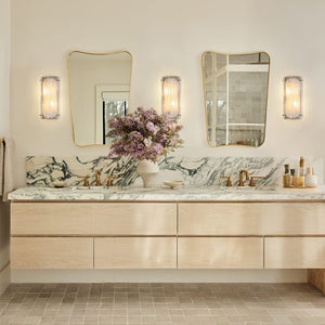 LightFixturesUSA - Mid - Century Brass White Glazed Glass Linear Wall Sconce - Wall Sconce - 2 Packs - 