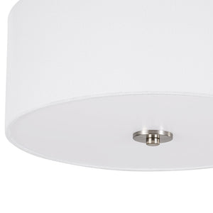 LightFixturesUSA - Mid - Century Brass Wide Linen Drum Semi Flush Mount - Ceiling Light - Nickel - 