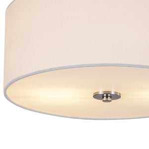 LightFixturesUSA - Mid - Century Brass Wide Linen Drum Semi Flush Mount - Ceiling Light - Nickel - 