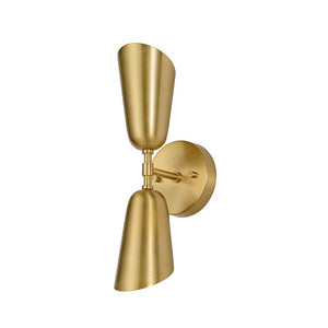 LightFixturesUSA - Mid - Century Brushed Brass 2 - Light Up Down Dual Cone Wall Lamp - Wall Sconce - 1 Pack - 