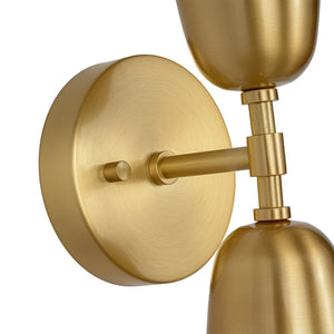 LightFixturesUSA - Mid - Century Brushed Brass 2 - Light Up Down Dual Cone Wall Lamp - Wall Sconce - 1 Pack - 