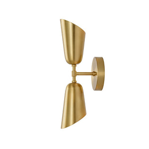 LightFixturesUSA - Mid - Century Brushed Brass 2 - Light Up Down Dual Cone Wall Lamp - Wall Sconce - 1 Pack - 