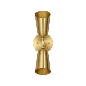 LightFixturesUSA - Mid - Century Brushed Brass 2 - Light Up Down Dual Cone Wall Lamp - Wall Sconce - 1 Pack - 