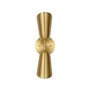 LightFixturesUSA - Mid - Century Brushed Brass 2 - Light Up Down Dual Cone Wall Lamp - Wall Sconce - 1 Pack - 
