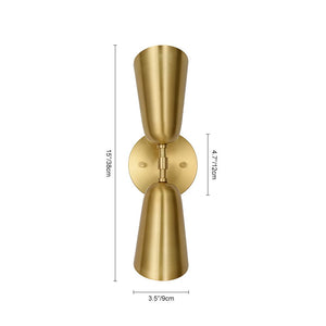 LightFixturesUSA - Mid - Century Brushed Brass 2 - Light Up Down Dual Cone Wall Lamp - Wall Sconce - 1 Pack - 
