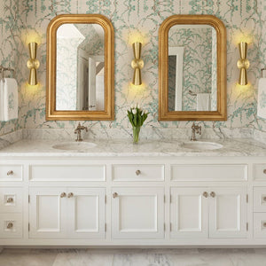LightFixturesUSA - Mid - Century Brushed Brass 2 - Light Up Down Dual Cone Wall Lamp - Wall Sconce - 2 Packs - 