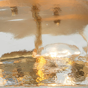 LightFixturesUSA - Mid - Century Clear Textured Glass Drum Flush Mount Light - Ceiling Light - Brass - 